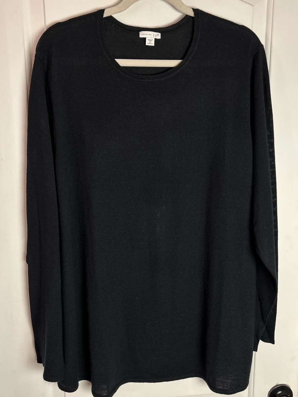 J. Jill Black Lightweight 100% Merino Wool Semi-sheer Oversized Sweater Black